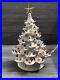 Hand Crafted Vintage Large Ceramic White Christmas Tree 20 X 13 musical base