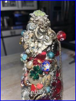 Hand crafted vintage jewel christmas tree