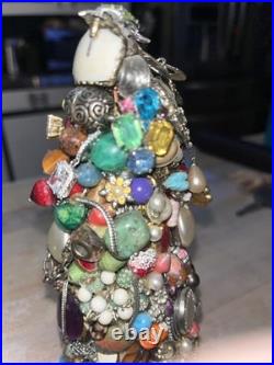 Hand crafted vintage jewel christmas tree