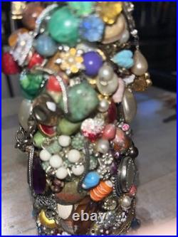 Hand crafted vintage jewel christmas tree