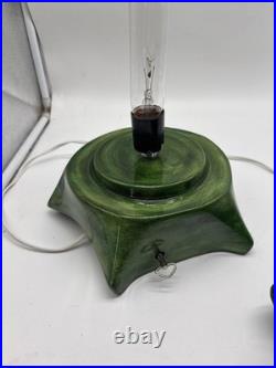 Handmade Vintage Large Ceramic Green Christmas Tree 20x12 musical base 1981 Read