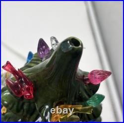 Handmade Vintage Large Ceramic Green Christmas Tree 20x12 musical base 1981 Read