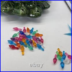 Handmade Vintage Large Ceramic Green Christmas Tree 20x12 musical base 1981 Read