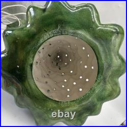 Handmade Vintage Large Ceramic Green Christmas Tree 20x12 musical base 1981 Read