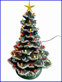 Handmade Vintage Light Up Ceramic Christmas Tree With Base Arnel's