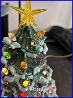 Handmade Vintage Light Up Ceramic Christmas Tree With Base Arnel's