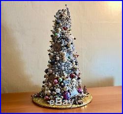 Handmade Vintage Repurposed Jewelry Christmas Tree Retro Estate Brooches Beads