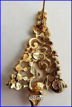 Haskell Christmas Tree Pin Vintage Christmas Rhinestone Brooch 4 NICE! HTF