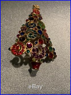 Haskell Christmas Tree Pin Vintage Christmas Rhinestone Brooch 4 Or Pendent