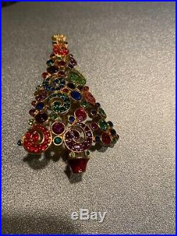 Haskell Christmas Tree Pin Vintage Christmas Rhinestone Brooch 4 Or Pendent