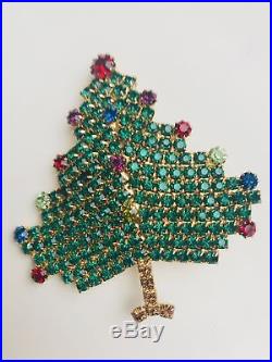 Hobe Vintage Christmas Tree Pin Brooch Rhinestone HolidaY COAT PIN