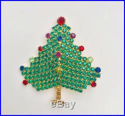 Hobe Vintage Christmas Tree Pin Brooch Rhinestone HolidaY COAT PIN