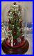 Holiday Decor Center Piece Beaded Christmas Tree Glass Dome Vintage Handmade