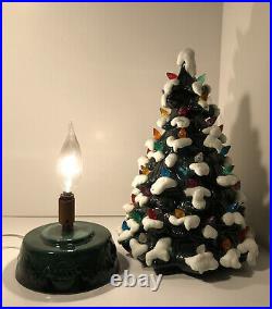 Holland 13 Inch Ceramic Mold Table Top Christmas Tree LIGHTED Two Piece Vintage