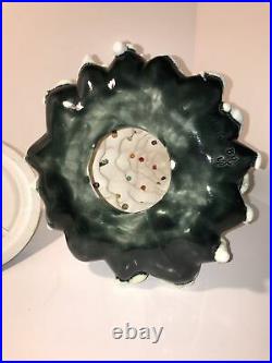 Holland 13 Inch Ceramic Mold Table Top Christmas Tree LIGHTED Two Piece Vintage