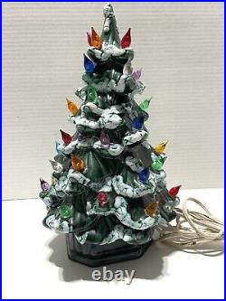 Holland Mold Ceramic Christmas Tree 12 Tall With Base Tested & Lights Up Vintage