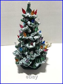 Holland Mold Ceramic Christmas Tree 12 Tall With Base Tested & Lights Up Vintage