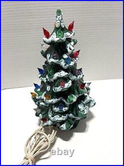 Holland Mold Ceramic Christmas Tree 12 Tall With Base Tested & Lights Up Vintage