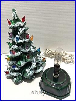 Holland Mold Ceramic Christmas Tree 12 Tall With Base Tested & Lights Up Vintage