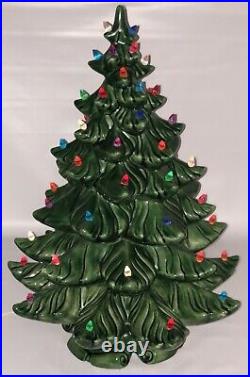 Huge 3 Piece Vintage Ceramic Christmas Tree withBase Atlantic Mold Lights