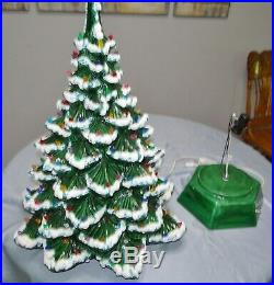 Huge 30 T x 20 D Lighted Musical Ceramic Flocked Christmas Tree Large Vtg NICE