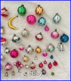 Huge Lot Of 56 Colorful Vintage Mercury Glass Christmas Tree Ornaments