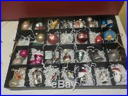 Huge Lot Of Vintage Glass Christmas Tree Ornaments 25 Plus Tray 3 1940s / 50s
