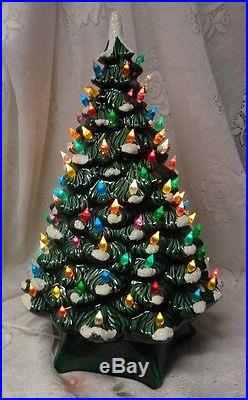 Huge Vintage Atlantic Mold Ceramic White Snow Super Christmas Tree 157 Lights