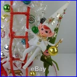Ja Vintage Styrofoam Christmas Tree Bows Santa Elves Ladder Large Display