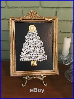 Jeweled Christmas Tree Art with 100% 1980's Vintage Ltd Ed. LaNelle's 1 Blk