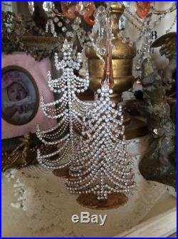 Jeweled Rhinestone free standing Vtg style Czech christmas tree clear