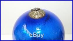 Kugel 3 Cobalt Blue Glass Ball Christmas Tree Ornament Germany Vintage