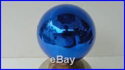 Kugel 3 Cobalt Blue Glass Ball Christmas Tree Ornament Germany Vintage