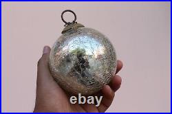 Kugel Grey Crackle Glass Christmas Tree Decorative Vintage Style Ornament Ball