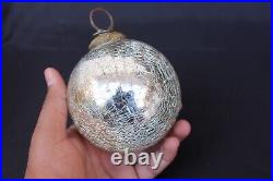 Kugel Grey Crackle Glass Christmas Tree Decorative Vintage Style Ornament Ball