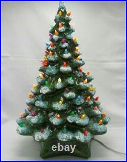 LARGE VINTAGE CERAMICS CLASS CHRISTMAS TREE with MUSIC BOX 19 TALL
