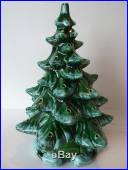 LARGE Vintage 16'' Ceramic Lighted Christmas Tree Decoration-2 Piece