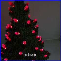 LARGE Vintage Mid Century Ceramic Christmas Tree 20.5 Red Lights Minor damage