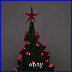 LARGE Vintage Mid Century Ceramic Christmas Tree 20.5 Red Lights Minor damage