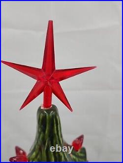 LARGE Vintage Mid Century Ceramic Christmas Tree 20.5 Red Lights Minor damage