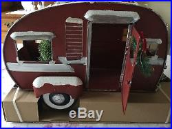 LARGE Vintage Style RED Metal Camper For Truck CHRISTMAS TREE Lights FARMHOUSE