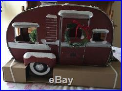 LARGE Vintage Style RED Metal Camper For Truck CHRISTMAS TREE Lights FARMHOUSE