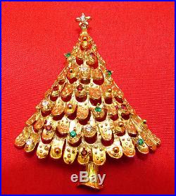 LOVELY VTG Rhinestone Christmas Tree Earrings Pins Lot some signed J. J, LJM, X