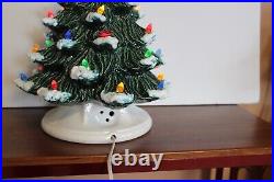 Large 18 Nowell Mold Vintage Ceramic Christmas Tree Snow-Flocked, Bird Lights