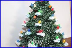 Large 18 Nowell Mold Vintage Ceramic Christmas Tree Snow-Flocked, Bird Lights
