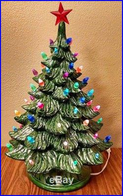 Large 21-Inch Vintage Porcelain Ceramic Illuminated Christmas Tree