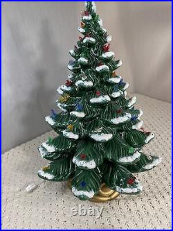 Large 24 Flocked Birds Holly Ceramic Vintage Christmas Tree Atlantic Mold