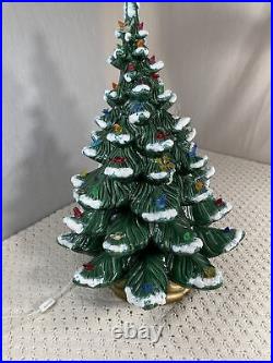 Large 24 Flocked Birds Holly Ceramic Vintage Christmas Tree Atlantic Mold