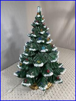 Large 24 Flocked Birds Holly Ceramic Vintage Christmas Tree Atlantic Mold