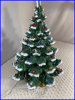 Large 24 Flocked Birds Holly Ceramic Vintage Christmas Tree Atlantic Mold